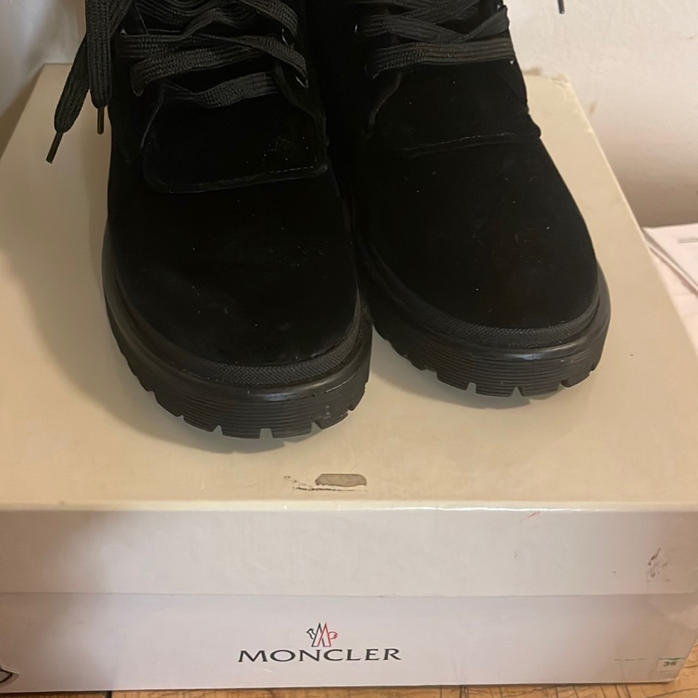 Moncler New velvet black ankle boots.